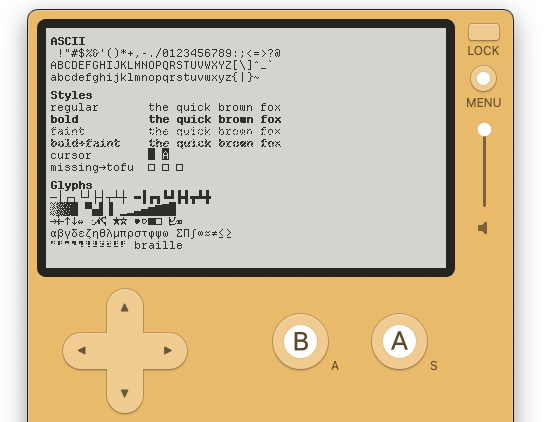 Screenshot illustrating rendering of various glyphs